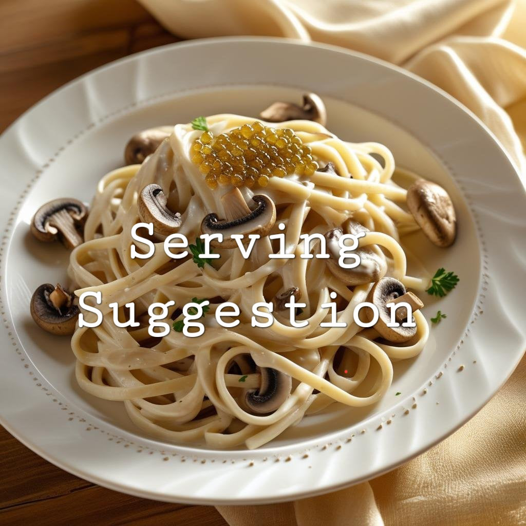 Pasta dish with mushrooms and truffle caviar 