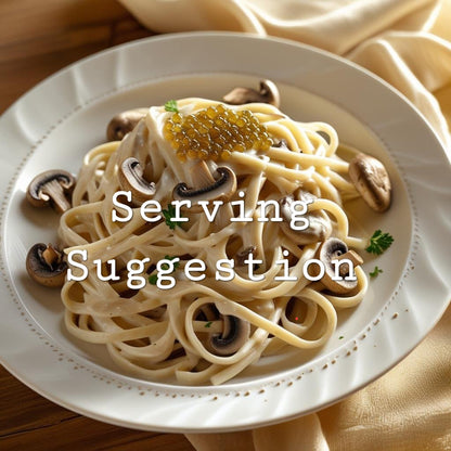 Pasta dish with mushrooms and truffle caviar 